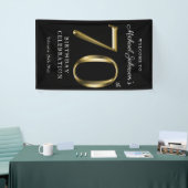 70th誕生日金ゴールドとブラックエレガントウェルカムパーティー 横断幕 (トレードショー)