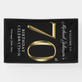 70th誕生日金ゴールドとブラックエレガントウェルカムパーティー 横断幕 (横)