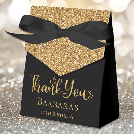 70th誕生日金ゴールドグリッターブラックサンキュー フェイバーボックス