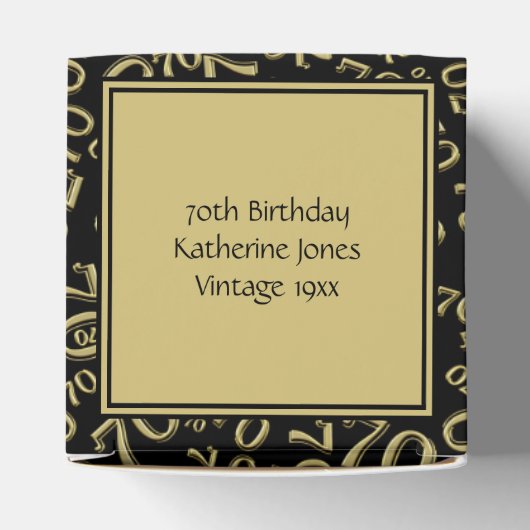 70th誕生日金ゴールド/ブラックナンバーパターン フェイバーボックス (上部)
