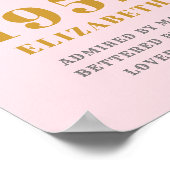 70th誕生日1952ピンクエレガントグレイ金ゴールドシック ポスター (角)