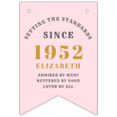 70th誕生日1952ピンク金ゴールド名シック バンティングフラッグ (第1の旗)