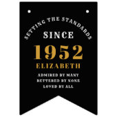 70th誕生日1952ブラック金ゴールドネームシックエレガント バンティングフラッグ (第1の旗)