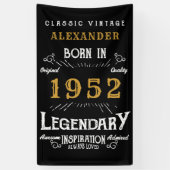 70th誕生日1952名前を追加ブラック金ゴールド伝説 横断幕 (縦)