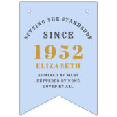 70th誕生日1952青い金ゴールド名シックエレガント バンティングフラッグ (第1の旗)