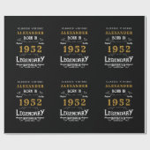 70th誕生日1952黒金ゴールド追加の名前伝説的 ラッピングペーパー (フラット)