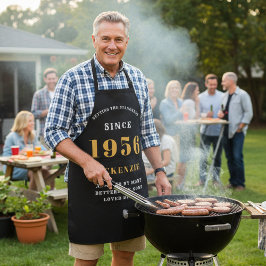 70th誕生日1954名シックブラックエレガント金ゴールド エプロン