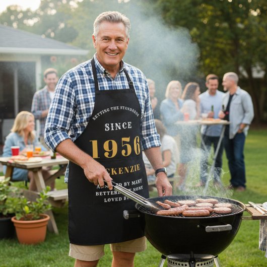 70th誕生日1954名シックブラックエレガント金ゴールド エプロン