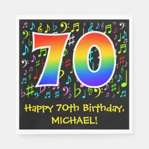70th誕生日-カラフル Music Symbols, Rainbow 70 スタンダードランチョンナプキン