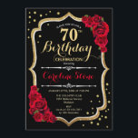 70th誕生日-金ゴールドブラックレッドローズ 招待状<br><div class="desc">70誕生祝い。黒エレガントデザインとフェイクグリッター金ゴールドと赤いバラ。エレガントな誕生日パーティーに最適。どんなカスタマイズ年齢にも入る事ができる。</div>