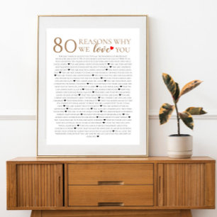 70th 60th 50th誕生日を愛する80の理由 ポスター