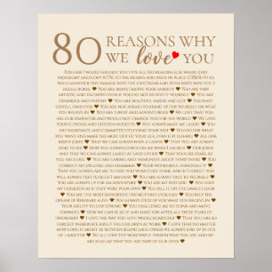 70th 60th 50th誕生日を愛する80の理由 ポスター