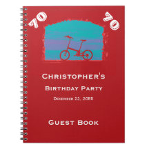 70th, 75th Birthday Party Guest Book, Red Bicycle