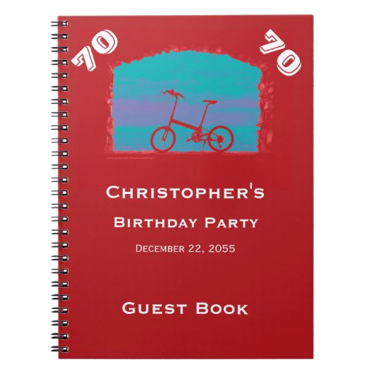 70th, 75th Birthday Party Guest Book, Red Bicycle ノートブック (正面)