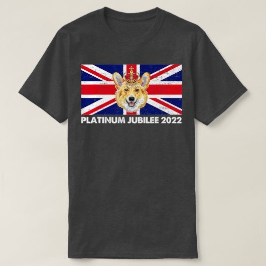 70th Anniversary Platinum Jubilee Cute Corgi  Tシャツ (デザイン正面)