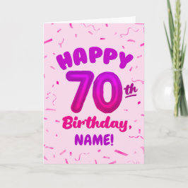 70th Balloon Number Custom Name Birthday Card カード