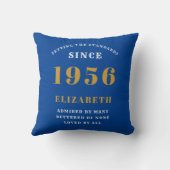 70th Birthday 1956 Add Name Blue Gold Personalized クッション (裏面)