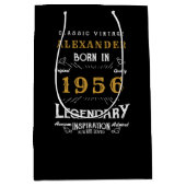 70th Birthday 1956 Add Name Legend Black Gold ミディアムペーパーバッグ (正面)