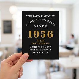 70th Birthday 1956 Black Gold Invitation ポストカード