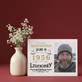 70th Birthday 1956 Legend White & Gold Photo 招待状