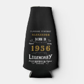 70th Birthday 1956 Name Legend Chic Black Gold ボトルクーラー (正面)