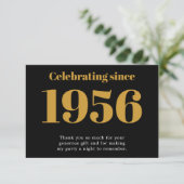 70th Birthday 1956 Retro Black And Gold サンキューカード (スタンド正面)