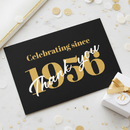 70th Birthday 1956 Retro Black And Gold サンキューカード