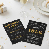 70th Birthday Add Name Year Black Gold For Him 招待状