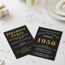 70th Birthday Add Name Year Black Gold For Him 招待状