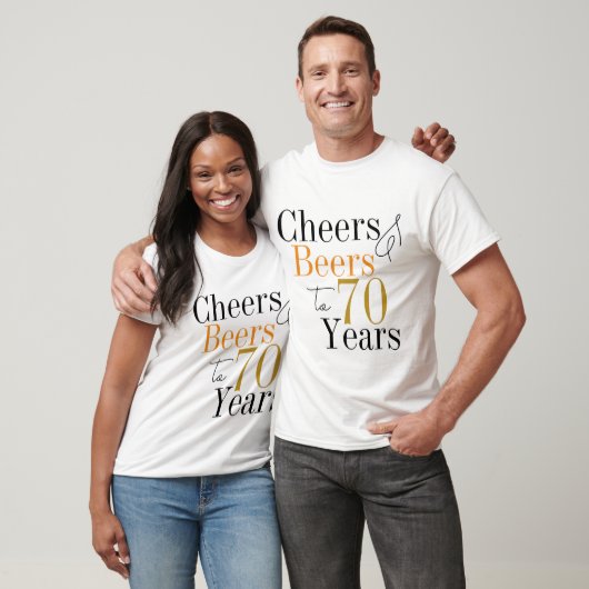 70th Birthday Beers and Cheers Minimal Party Tシャツ (ユニセックス)