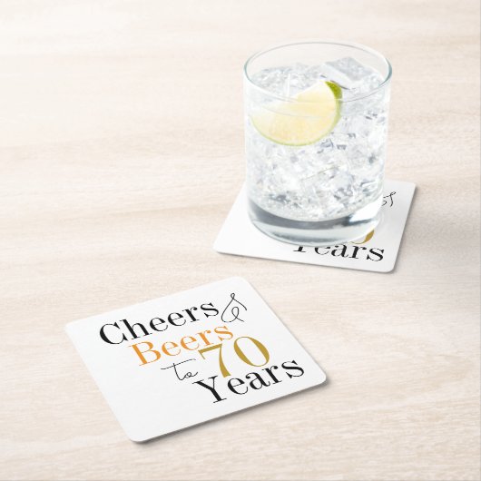 70th Birthday Beers and Cheers Party スクエアペーパーコースター (インサイチュ)