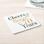 70th Birthday Beers and Cheers Party スクエアペーパーコースター (アングル)