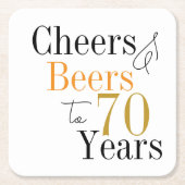 70th Birthday Beers and Cheers Party スクエアペーパーコースター (正面)