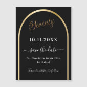 70th birthday black金ゴールドSave the Date magnet (正面)