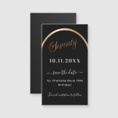 70th birthday black金ゴールドSave the Date magnet (正面/裏面)