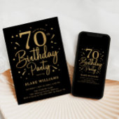 70th Birthday Black Gold 招待状