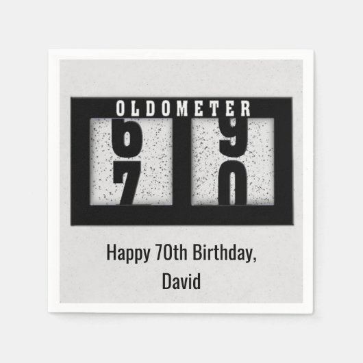 70th Birthday Black Odometer スタンダードカクテルナプキン (正面)