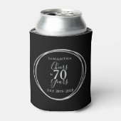 70th Birthday Black Silver Cheers 70 Years 缶クーラー (缶正面)