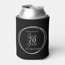 70th Birthday Black Silver Cheers 70 Years 缶クーラー