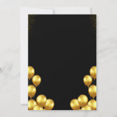 70th Birthday Card Black and Gold Balloons カード (裏面)