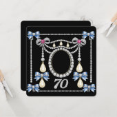 70th Birthday Card Personalise it Jewels diamonds カード (正面/裏面インサイチュ)