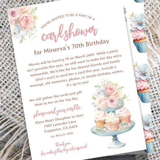 70th Birthday Card Shower by Mail Invitation 招待状