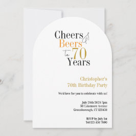 70th Birthday Cheers and Beers Minimal 招待状