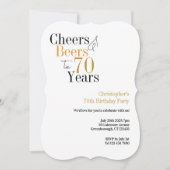 70th Birthday Cheers and Beers Minimal Party 招待状 (正面)