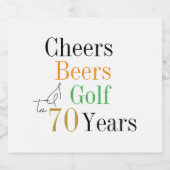 70th Birthday Cheers Beers Golf Minimal Party ビールラベル (シングルラベル)