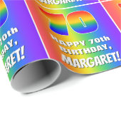 70th Birthday: Colorful, Fun Rainbow Pattern # 70 ラッピングペーパー (ロールコーナー)