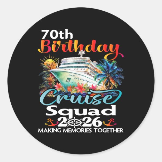 70th Birthday Cruise Squad Friends Family Vacation ラウンドシール (正面)