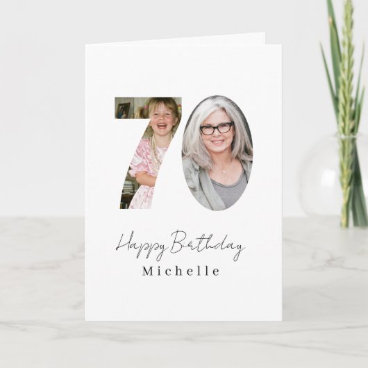 70th Birthday Custom Two Photo カード (正面)