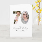 70th Birthday Custom Two Photo カード (黄色い花)