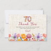70th Birthday - Elegant Floral Number 70 Thanks サンキューカード (正面)